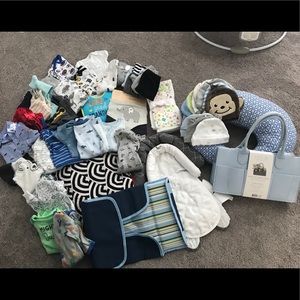 Assorted newborn baby boy items